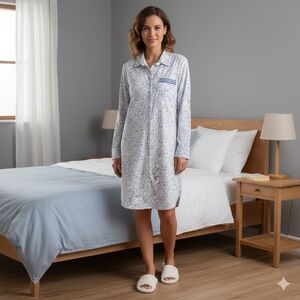 Victoria's Secret The Mayfair Cotton Button Down Sleep Shirt Size Small